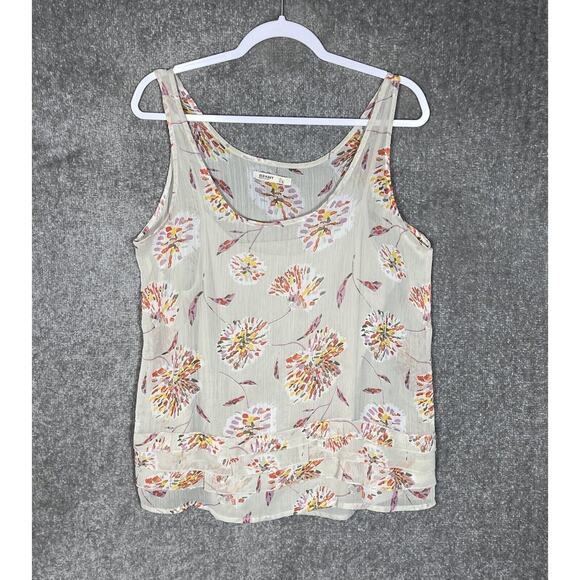 Old Navy Floral Tiered Hem Tank Top Womens Size Large Scoop Neck Lined - Picture 1 of 7